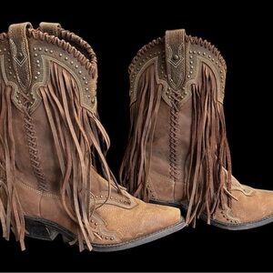 Rockin Country Brown Fringe Western Boots - Excellent Condition